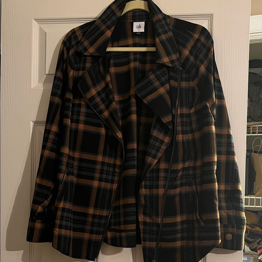 CAbi Women's Black and Tan Checkered Blazer